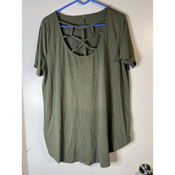 Zenna 2x Army Green Cage Front Blouse - Picture 1 of 5